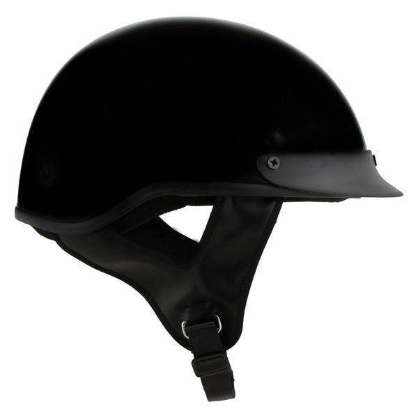 Milwaukee Helmets MPH9719DOT Momentum DOT Black Half Face Motorcycle Helmet Biker w/ Drop Down Visor