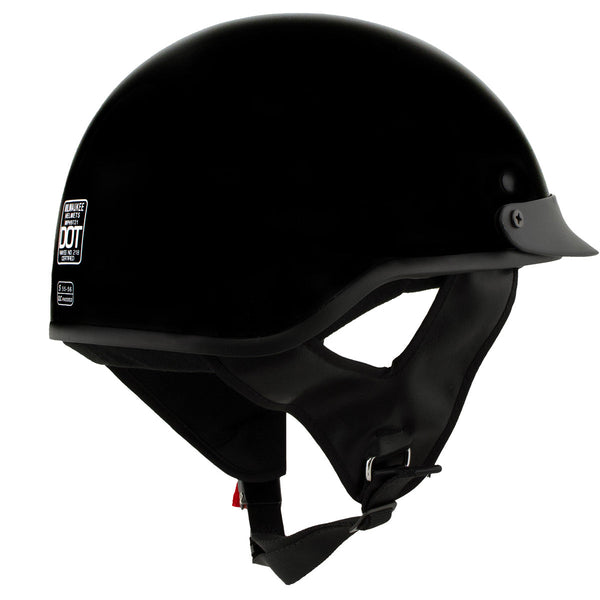 Milwaukee Helmets MPH9719DOT Momentum DOT Black Half Face Motorcycle Helmet Biker w/ Drop Down Visor