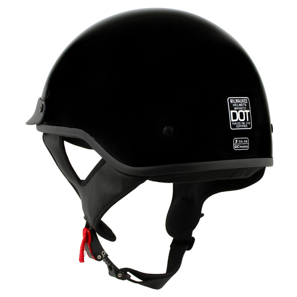 Milwaukee Helmets MPH9719DOT Momentum DOT Black Half Face Motorcycle Helmet Biker w/ Drop Down Visor