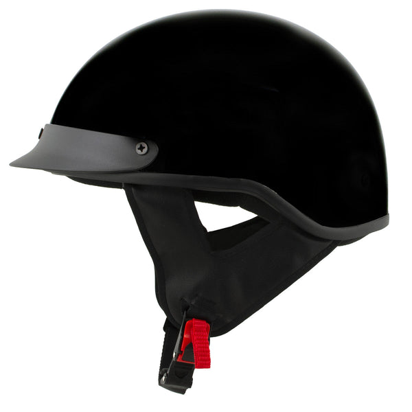 Milwaukee Helmets MPH9719DOT Momentum DOT Black Half Face Motorcycle Helmet Biker w/ Drop Down Visor