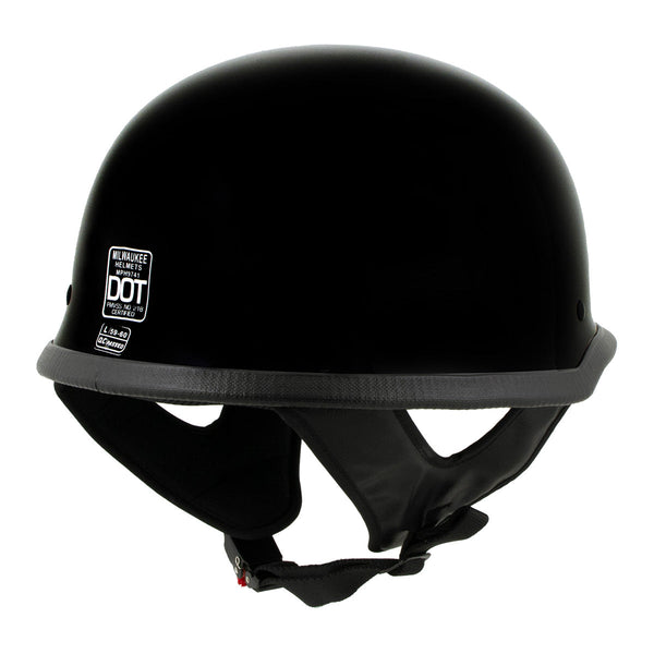 Milwaukee Helmets MPH9741DOT Motorrad DOT German Style Gloss Black Half Face Motorcycle Helmet Biker