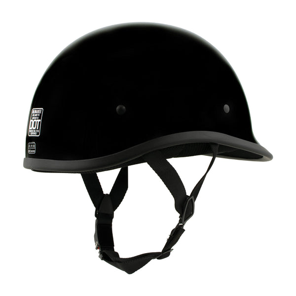 Milwaukee Helmets MPH9751DOT Polo Style DOT Gloss Black Motorcycle Half Face Helmet Biker