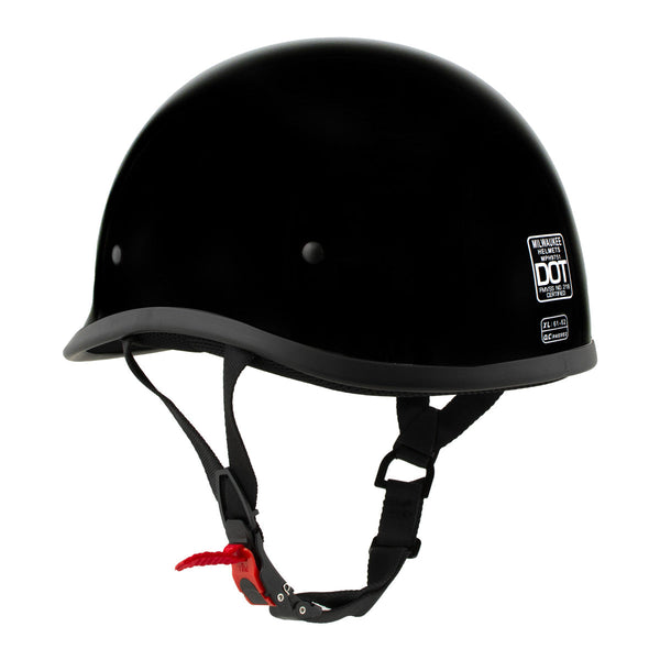 Milwaukee Helmets MPH9751DOT Polo Style DOT Gloss Black Motorcycle Half Face Helmet Biker