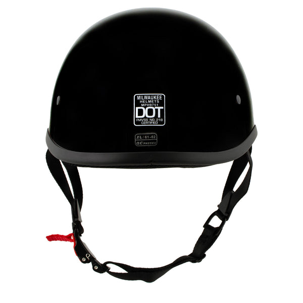 Milwaukee Helmets MPH9751DOT Polo Style DOT Gloss Black Motorcycle Half Face Helmet Biker