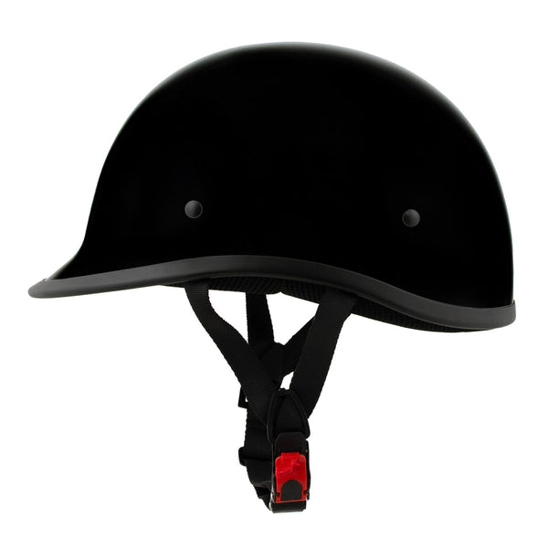 Milwaukee Helmets MPH9751DOT Polo Style DOT Gloss Black Motorcycle Half Face Helmet Biker