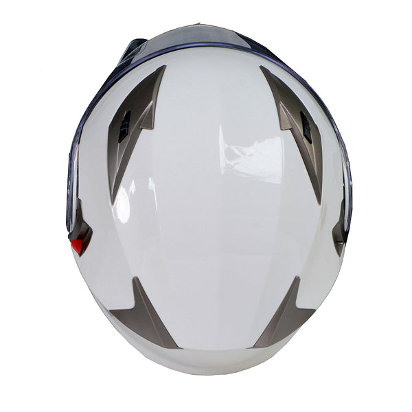 Milwaukee Helmets MPH9807DOT Ionized Gloss White Advanced Motorcycle Modular Helmet Biker w/ Drop Down Visor