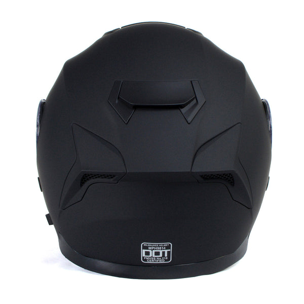 Milwaukee Helmets Breeze Flat Black Advanced Motorcycle Modular Helmet w/ Drop Down Visor DOT Approved MPH9814DOT