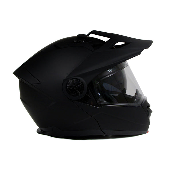 Milwaukee Helmets MPH9820DOT Flat Black Ominous Dual Sport Advanced Motorcycle Modular Helmet Biker