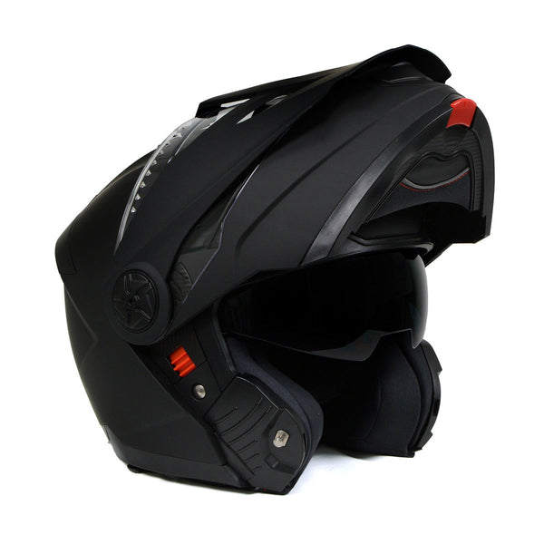 Milwaukee Helmets MPH9820DOT Flat Black Ominous Dual Sport Advanced Motorcycle Modular Helmet Biker