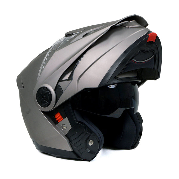 Milwaukee Helmets Silver Ominous Dual Sport Advanced Motorcycle Modular Helmet Biker DOT Approved MPH9822DOT
