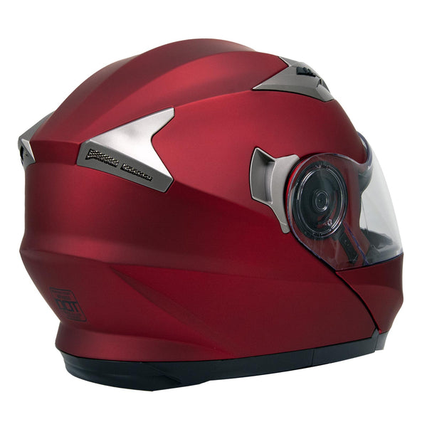 Milwaukee Helmets MPH9826DOT Ionized Flat Red Advanced Motorcycle Modular Helmet w/ Drop Down Visor