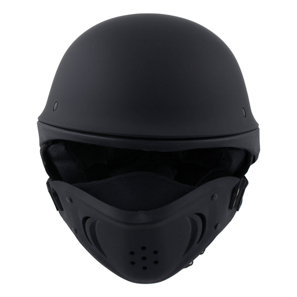 Milwaukee Helmets MPH9830DOT Rascal 3/4 Open Face Flat Black 2 in 1 Motorcycle Helmet Biker