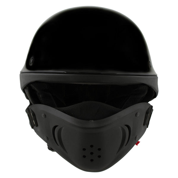 Milwaukee Helmets MPH9831DOT Rascal 3/4 Open Face Gloss Black 2 in 1 Motorcycle Helmet Biker