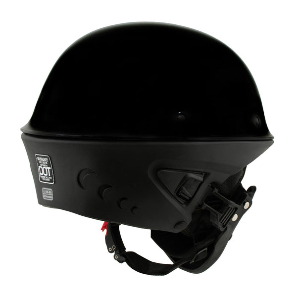 Milwaukee Helmets MPH9831DOT Rascal 3/4 Open Face Gloss Black 2 in 1 Motorcycle Helmet Biker