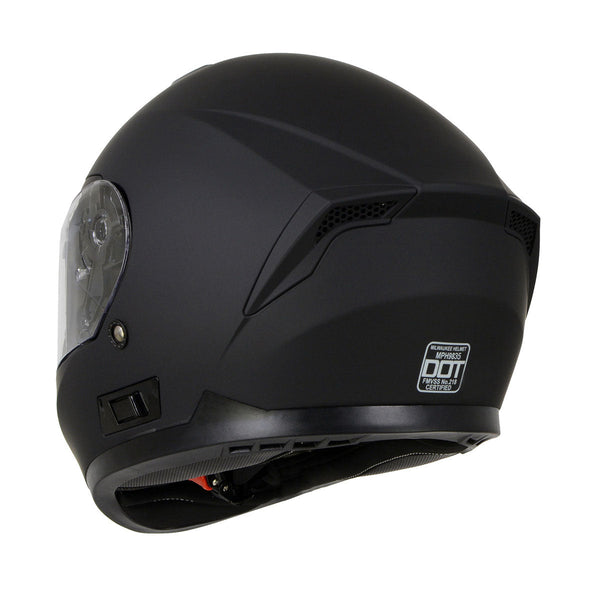 Milwaukee Helmets MPH9835DOT Sweeper Flat Black Advanced Motorcycle Full Face Helmet Biker w/ Drop Down Visor