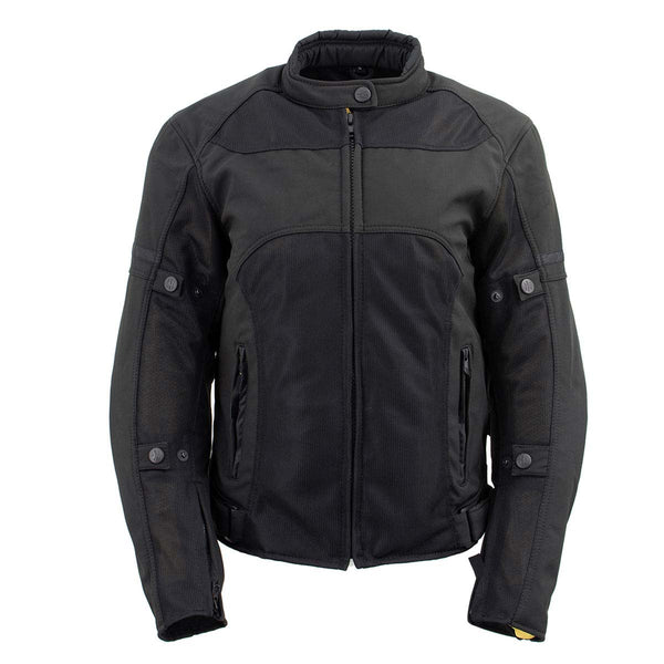 Milwaukee Leather Women's Cool Racer Black Textile Motorcycle Jacket w/ CE Armor - MPL22704