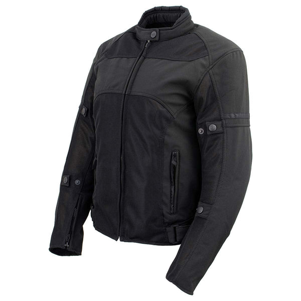 Milwaukee Leather Women's Cool Racer Black Textile Motorcycle Jacket w/ CE Armor - MPL22704