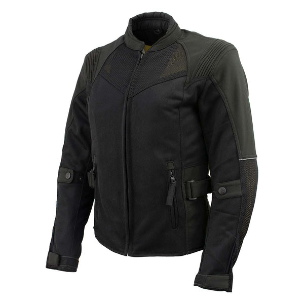 Milwaukee Leather Women's Be Cool Black Textile Motorcycle Jacket w/ CE Armor - MPL22705