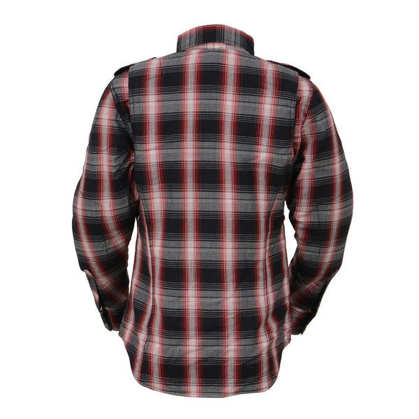 Milwaukee Leather MPL2604 Women’s Ember CE Armored Plaid Flannel Biker Shirt - Reinforced w/ Aramid Fiber