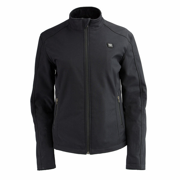 Nexgen Heat MPL2760SET Women's Black Soft Shell Zipper Front Heated Jacket Powered By Rechargeable 10000mAh Battery Pack