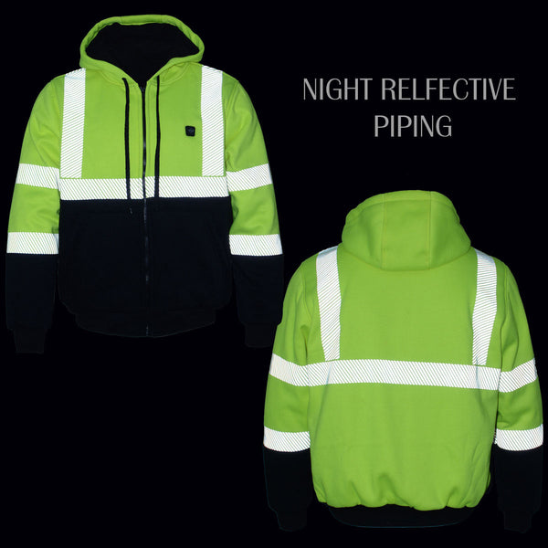 Nexgen Heat MPL2773SET Women's Heated Zippered Hoodie High-Viz Reflective - for Riding Hiking Winter Outdoor Activities