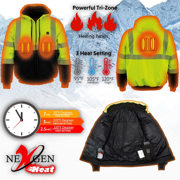 Nexgen Heat MPL2773SET Women's High-Viz 'Heated' Textile Jacket (Rechargeable Battery Pack Included)