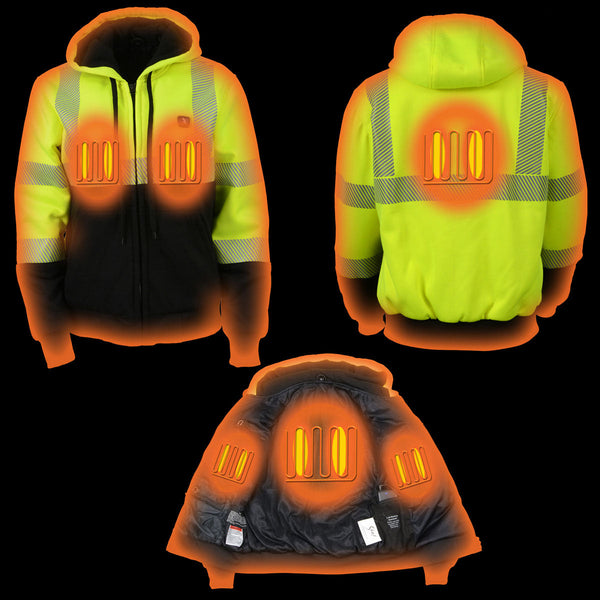 Nexgen Heat MPL2773SET Women's High-Viz 'Heated' Textile Jacket (Rechargeable Battery Pack Included)