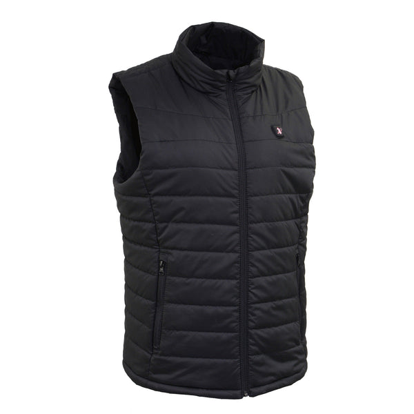 NexGen NXL4301SET Ladies 'Puffed' Black ‘Heated’ Textile Vest (Rechargeable Battery Pack Included)
