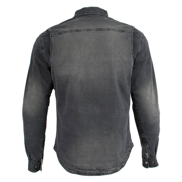 Milwaukee Leather MPM1620 Men's Black Flannel Biker Shirt w/ CE Approved Armor - Reinforced w/ Aramid Fibers