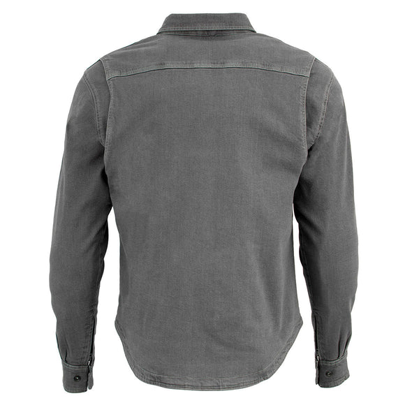 Milwaukee Leather MPM1621 Men's Grey CE Armored Long Sleeve Motorcycle Riders Shirt w/ Reinforced w/ Aramid Fibers