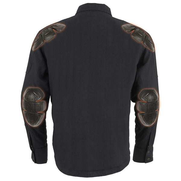 Milwaukee Leather MPM1622 Men's Black Armored Denim Long Sleeve Shirt Reinforced w/ Aramid Fibers