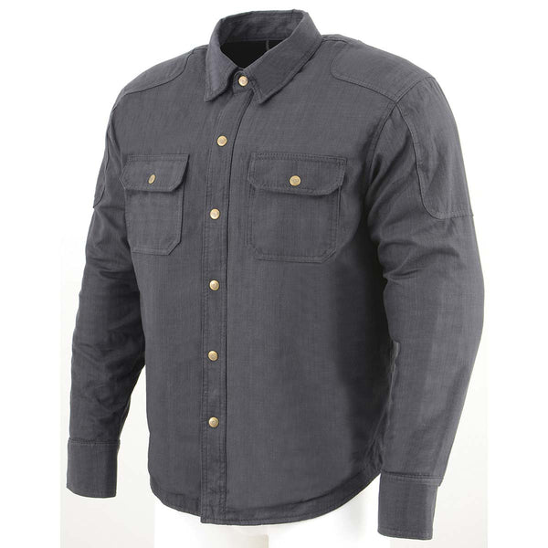 Milwaukee Leather MPM1622 Men's Black Armored Denim Long Sleeve Shirt Reinforced w/ Aramid Fibers
