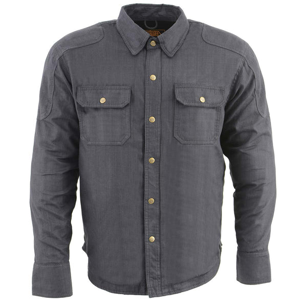 Milwaukee Leather MPM1622 Men's Black Armored Denim Long Sleeve Shirt Reinforced w/ Aramid Fibers