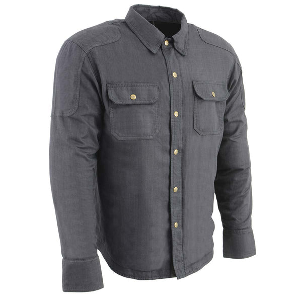 Milwaukee Leather MPM1622 Men's Black Armored Denim Long Sleeve Shirt Reinforced w/ Aramid Fibers