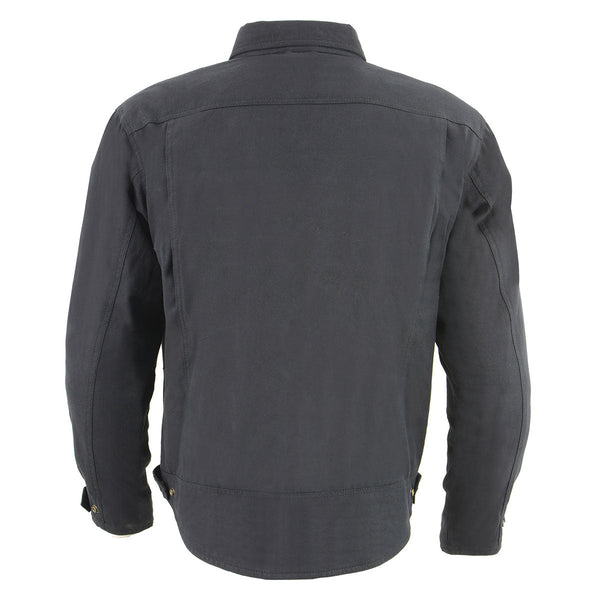 Milwaukee Leather MPM1623 Men's Black CE Armored Long Sleeve Biker Shirt Jacket Reinforced w/ Aramid Fibers