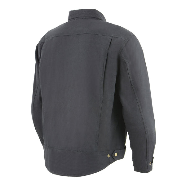 Milwaukee Leather MPM1623 Men's Black CE Armored Long Sleeve Biker Shirt Jacket Reinforced w/ Aramid Fibers