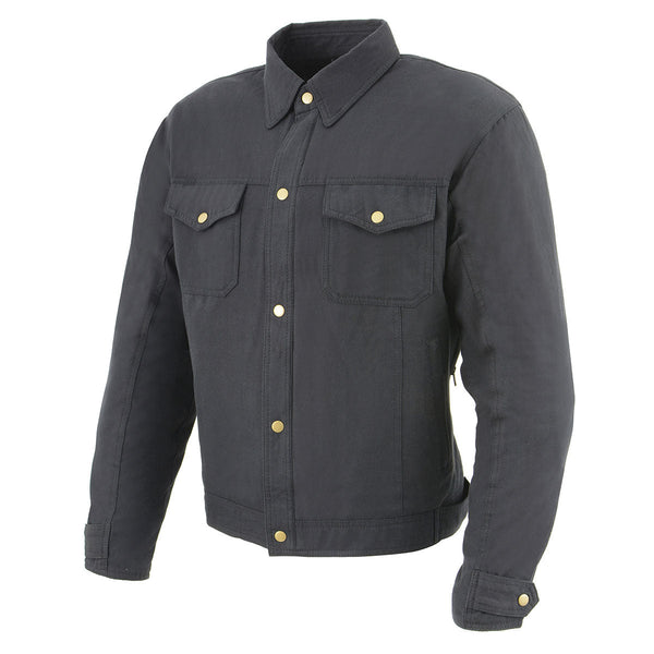 Milwaukee Leather MPM1623 Men's Black CE Armored Long Sleeve Biker Shirt Jacket Reinforced w/ Aramid Fibers