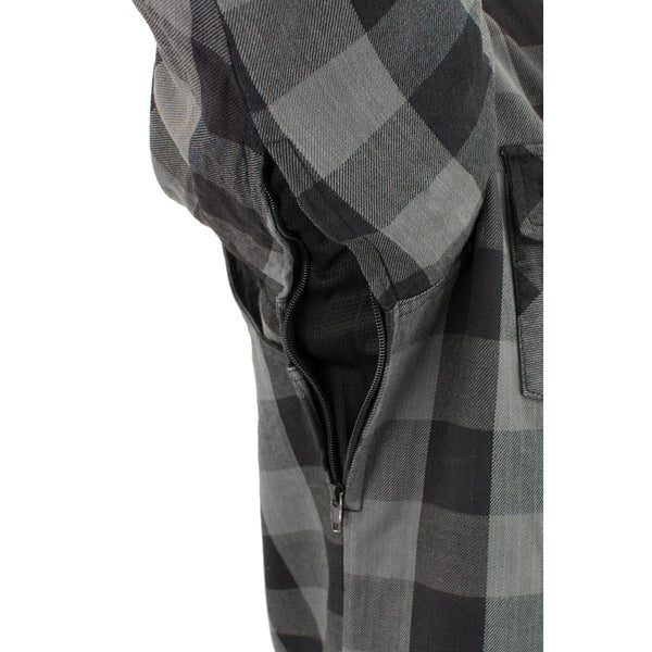 Milwaukee Leather MPM1630 Men's Plaid Flannel Biker Shirt w/ CE Armor - Reinforced w/ Aramid Fibers