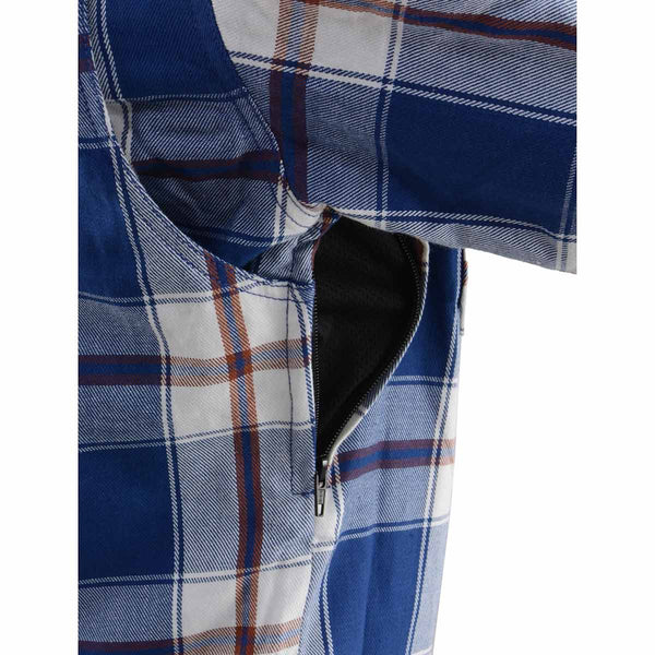Milwaukee Leather Men's Plaid Flannel Biker Shirt with Aramid Fiber and Armor