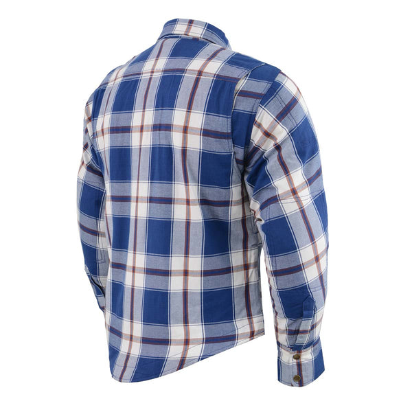 Milwaukee Leather Men's Plaid Flannel Biker Shirt with Aramid Fiber and Armor
