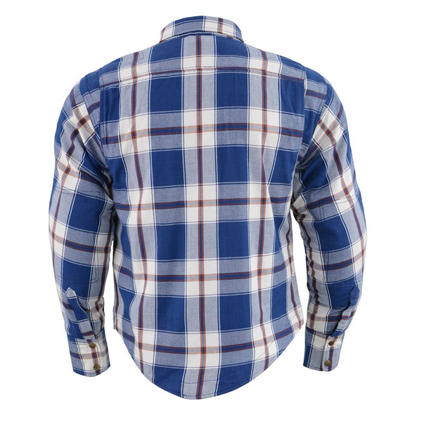 Milwaukee Leather Men's Plaid Flannel Biker Shirt with Aramid Fiber and Armor