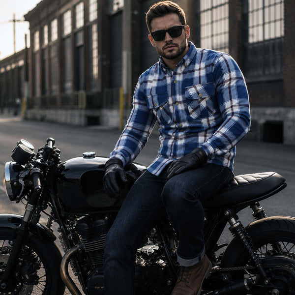 Milwaukee Leather MPM1645 Men's 'Asphalt Shield - Hoya' Plaid Flannel Biker Shirt w/ CE Armor - Reinforced w/ Aramid Fibers