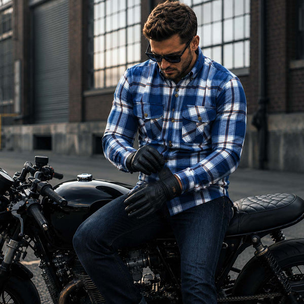 Milwaukee Leather MPM1645 Men's 'Asphalt Shield - Hoya' Plaid Flannel Biker Shirt w/ CE Armor - Reinforced w/ Aramid Fibers