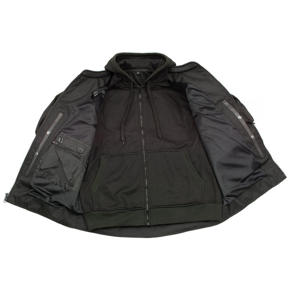 Milwaukee Leather Men's Requiem Mesh and 1300D Nylon Motorcycle Jacket with CE Armor, Removable Hoodie - MPM17018