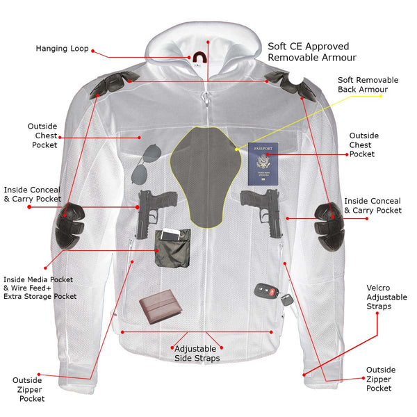 Milwaukee Leather Men's Requiem Mesh and 1300D Nylon Motorcycle Jacket with CE Armor, Removable Hoodie - MPM17018