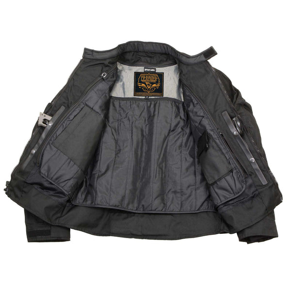Milwaukee Leather Men's Devious Black Textile Motorcycle Jacket w/ CE Armor - MPM17025