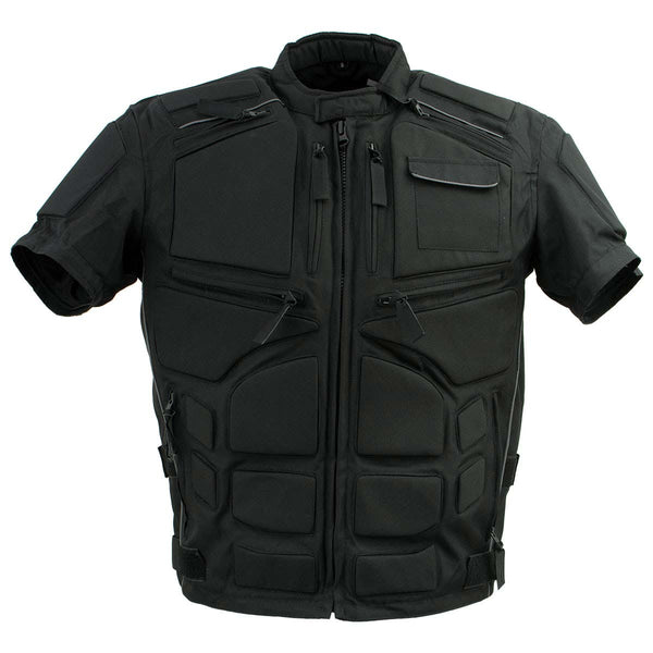 Milwaukee Leather Men's Morph Black/Grey Textile Motorcycle Jacket w/ CE Armor, Removable Sleeves - MPM17026
