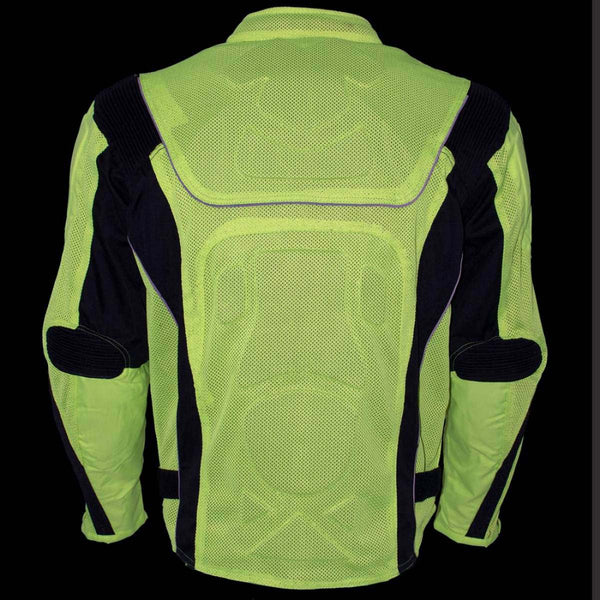 Milwaukee Leather Men's Invasion Black/Neon Textile Motorcycle Jacket w/ CE Armor - MPM17028
