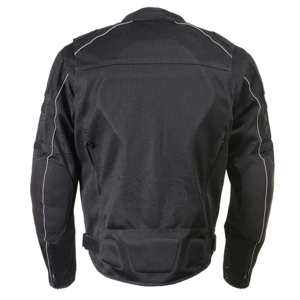 Milwaukee Leather Men's Troubled Black Textile Motorcycle Jacket w/ CE Armor - MPM17029