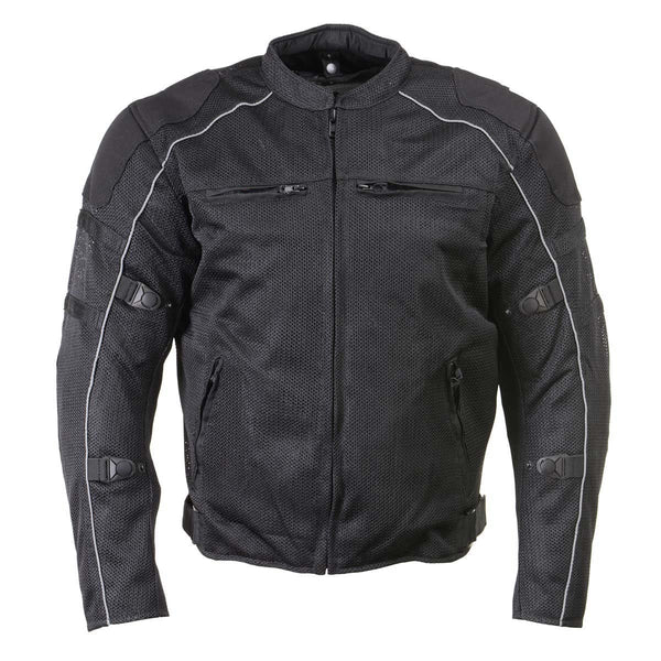 Milwaukee Leather Men's Troubled Black Textile Motorcycle Jacket w/ CE Armor - MPM17029